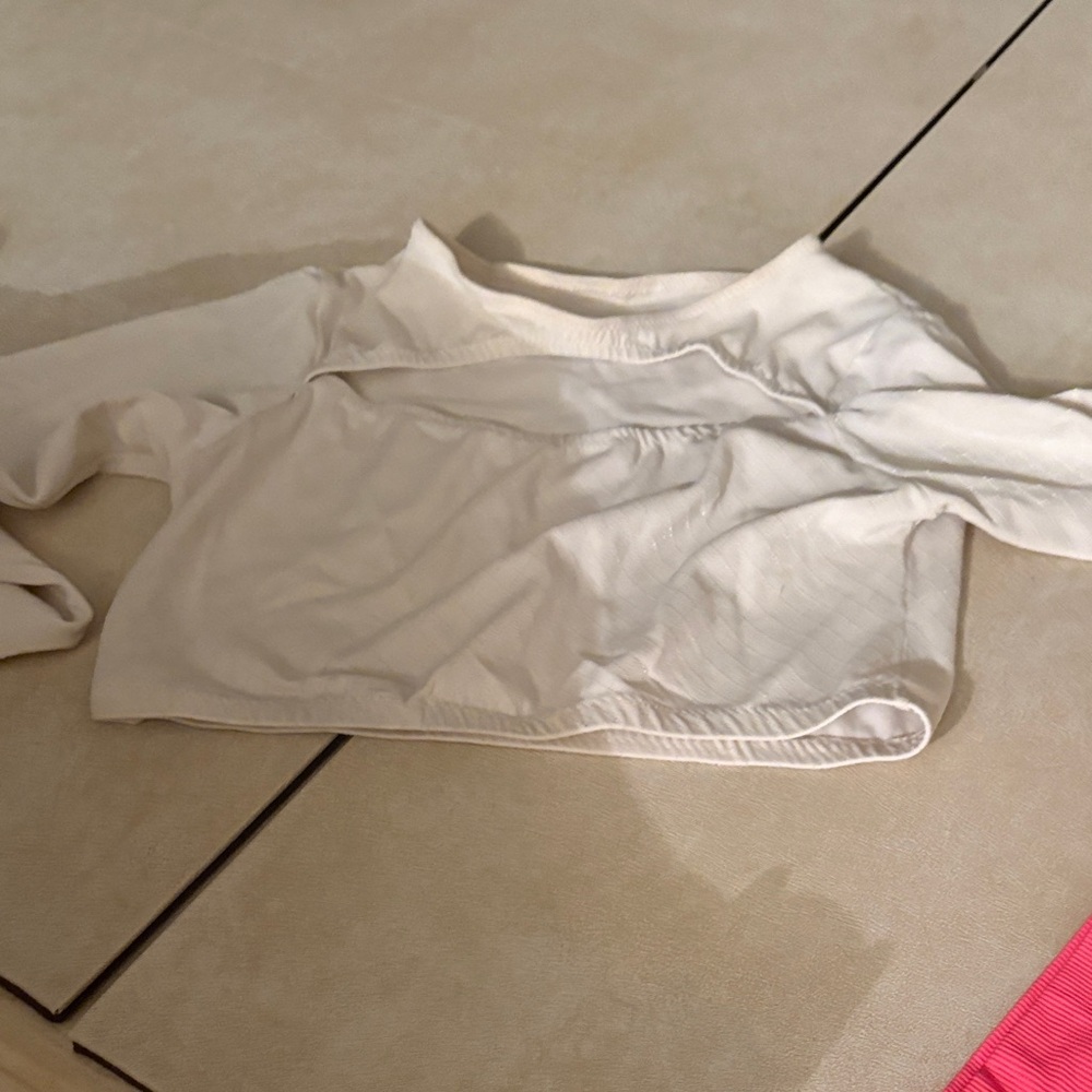 Cream Long Sleeve Crop Top